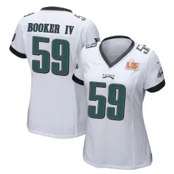 Women's Thomas Booker IV Philadelphia Eagles No.59 Game Super Bowl LIX Jersey - White