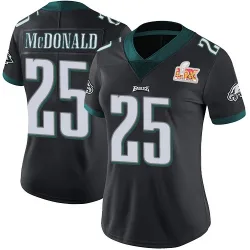 Women's Tommy McDonald Philadelphia Eagles No.25 Limited Alternate Vapor Untouchable Super Bowl LIX Jersey - Black