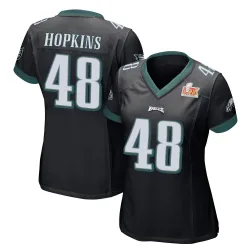 Women's Wes Hopkins Philadelphia Eagles No.48 Game Alternate Super Bowl LIX Jersey - Black