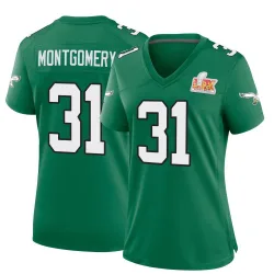 Women's Wilbert Montgomery Philadelphia Eagles No.31 Game Kelly Alternate Super Bowl LIX Jersey - Green