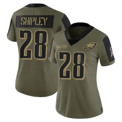 Women's Will Shipley Philadelphia Eagles No.28 Limited 2021 Salute To Service Jersey - Olive