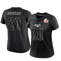 Women's Will Shipley Philadelphia Eagles No.28 Limited Reflective Super Bowl LIX Jersey - Black