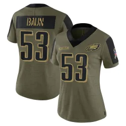 Women's Zack Baun Philadelphia Eagles No.53 Limited 2021 Salute To Service Jersey - Olive