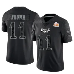 Youth A.J. Brown Philadelphia Eagles No.11 Limited Reflective Super Bowl LIX Jersey - Black