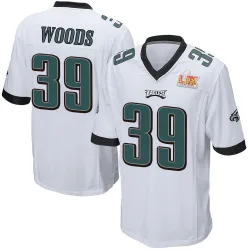 Youth A.J. Woods Philadelphia Eagles No.39 Game Super Bowl LIX Jersey - White