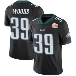 Youth A.J. Woods Philadelphia Eagles No.39 Limited Alternate Vapor Untouchable Super Bowl LIX Jersey - Black