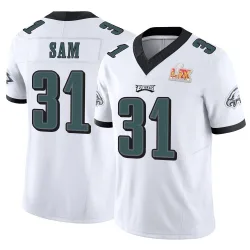 Youth Andre' Sam Philadelphia Eagles No.31 Limited Vapor F.U.S.E. Super Bowl LIX Jersey - White