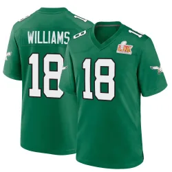 Youth Avery Williams Philadelphia Eagles No.18 Game Kelly Alternate Super Bowl LIX Jersey - Green