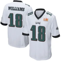 Youth Avery Williams Philadelphia Eagles No.18 Game Super Bowl LIX Jersey - White