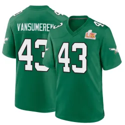 Youth Ben VanSumeren Philadelphia Eagles No.43 Game Kelly Alternate Super Bowl LIX Jersey - Green