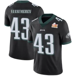 Youth Ben VanSumeren Philadelphia Eagles No.43 Limited Alternate Vapor Untouchable Super Bowl LIX Jersey - Black