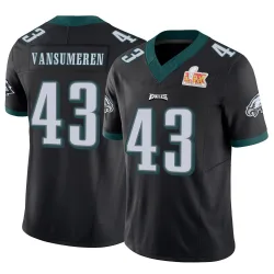 Youth Ben VanSumeren Philadelphia Eagles No.43 Limited Vapor F.U.S.E. Super Bowl LIX Jersey - Black