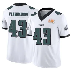 Youth Ben VanSumeren Philadelphia Eagles No.43 Limited Vapor F.U.S.E. Super Bowl LIX Jersey - White