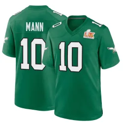 Youth Braden Mann Philadelphia Eagles No.10 Game Kelly Alternate Super Bowl LIX Jersey - Green
