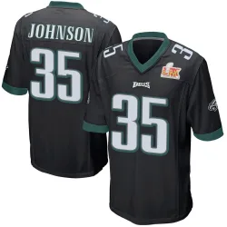 Youth Brandon Johnson Philadelphia Eagles No.35 Game Alternate Super Bowl LIX Jersey - Black