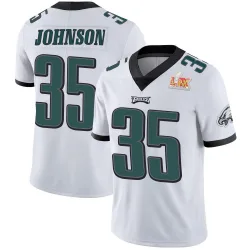 Youth Brandon Johnson Philadelphia Eagles No.35 Limited Vapor Untouchable Super Bowl LIX Jersey - White