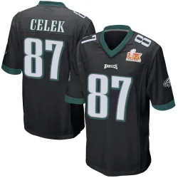 Youth Brent Celek Philadelphia Eagles No.87 Game Alternate Super Bowl LIX Jersey - Black