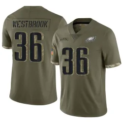 Youth Brian Westbrook Philadelphia Eagles No.36 Limited 2022 Salute To Service Jersey - Olive