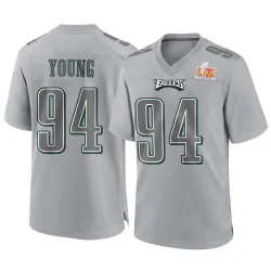 Youth Byron Young Philadelphia Eagles No.94 Game Atmosphere Fashion Super Bowl LIX Jersey - Gray