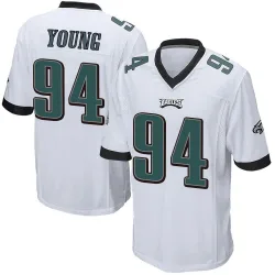Youth Byron Young Philadelphia Eagles No.94 Game Jersey - White