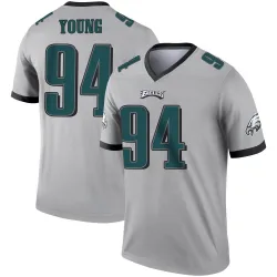 Youth Byron Young Philadelphia Eagles No.94 Legend Silver Inverted Jersey