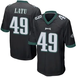 Youth Cameron Latu Philadelphia Eagles No.49 Game Alternate Jersey - Black