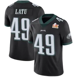 Youth Cameron Latu Philadelphia Eagles No.49 Limited Alternate Vapor Untouchable Super Bowl LIX Jersey - Black