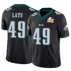 Youth Cameron Latu Philadelphia Eagles No.49 Limited Vapor F.U.S.E. Super Bowl LIX Jersey - Black