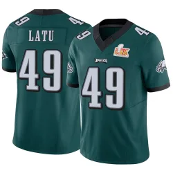 Youth Cameron Latu Philadelphia Eagles No.49 Limited Vapor F.U.S.E. Super Bowl LIX Jersey - Green