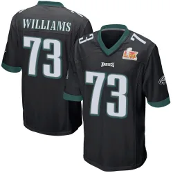 Youth Cameron Williams Philadelphia Eagles No.73 Game Alternate Super Bowl LIX Jersey - Black