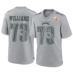 Youth Cameron Williams Philadelphia Eagles No.73 Game Atmosphere Fashion Super Bowl LIX Jersey - Gray