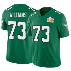 Youth Cameron Williams Philadelphia Eagles No.73 Limited Kelly Alternate Vapor F.U.S.E. Super Bowl LIX Jersey - Green