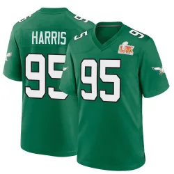 Youth Charles Harris Philadelphia Eagles No.95 Game Kelly Alternate Super Bowl LIX Jersey - Green