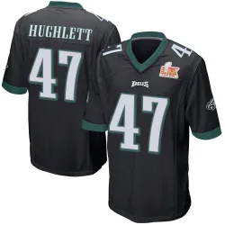 Youth Charley Hughlett Philadelphia Eagles No.47 Game Alternate Super Bowl LIX Jersey - Black