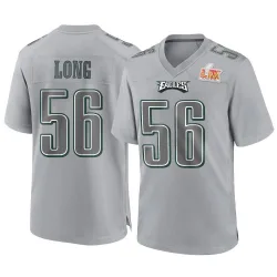 Youth Chris Long Philadelphia Eagles No.56 Game Atmosphere Fashion Super Bowl LIX Jersey - Gray