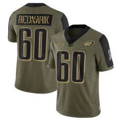 Youth Chuck Bednarik Philadelphia Eagles No.60 Limited 2021 Salute To Service Jersey - Olive