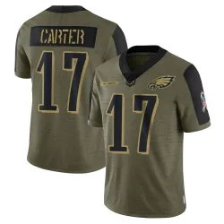 Youth Cris Carter Philadelphia Eagles No.17 Limited 2021 Salute To Service Jersey - Olive