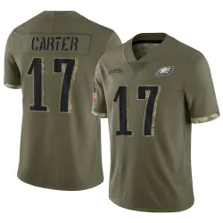 Youth Cris Carter Philadelphia Eagles No.17 Limited 2022 Salute To Service Jersey - Olive