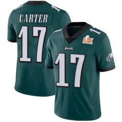 Youth Cris Carter Philadelphia Eagles No.17 Limited Midnight Team Color Vapor Untouchable Super Bowl LIX Jersey - Green