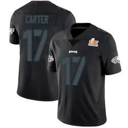 Youth Cris Carter Philadelphia Eagles No.17 Limited Super Bowl LIX Jersey - Black Impact