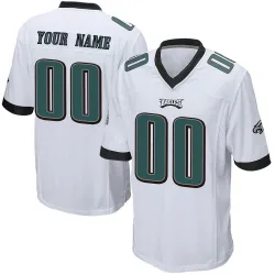 Youth Custom Philadelphia Eagles No.00 Game Jersey - White