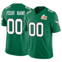 Youth Custom Philadelphia Eagles No.00 Limited Kelly Alternate Vapor F.U.S.E. Super Bowl LIX Jersey - Green