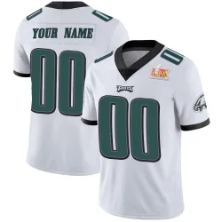 Youth Custom Philadelphia Eagles No.00 Limited Vapor Untouchable Super Bowl LIX Jersey - White