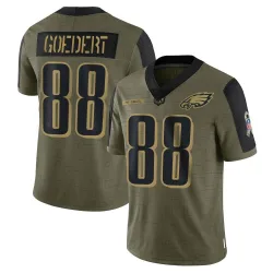 Youth Dallas Goedert Philadelphia Eagles No.88 Limited 2021 Salute To Service Jersey - Olive