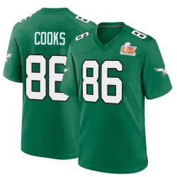 Youth Elijah Cooks Philadelphia Eagles No.86 Game Kelly Alternate Super Bowl LIX Jersey - Green