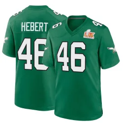 Youth Griffin Hebert Philadelphia Eagles No.46 Game Kelly Alternate Super Bowl LIX Jersey - Green