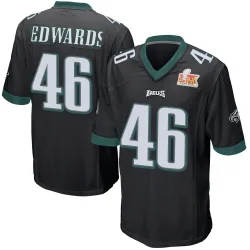 Youth Herman Edwards Philadelphia Eagles No.46 Game Alternate Super Bowl LIX Jersey - Black