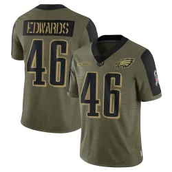 Youth Herman Edwards Philadelphia Eagles No.46 Limited 2021 Salute To Service Jersey - Olive