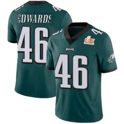 Youth Herman Edwards Philadelphia Eagles No.46 Limited Midnight Team Color Vapor Untouchable Super Bowl LIX Jersey - Green
