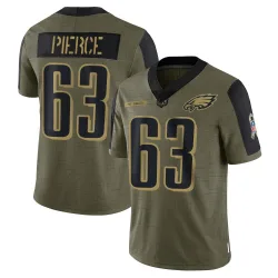 Youth Hollin Pierce Philadelphia Eagles No.63 Limited 2021 Salute To Service Jersey - Olive